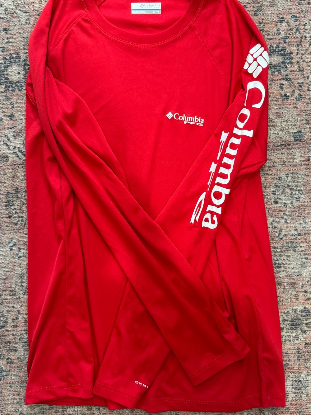 Columbia Red Long Sleeve Performance Tee with White Logo